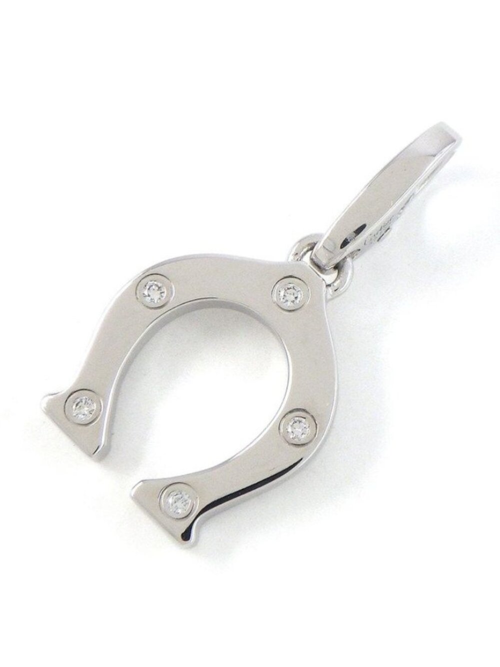 Cartier Charm Pendant Horseshoe Diamond 18k White Gold